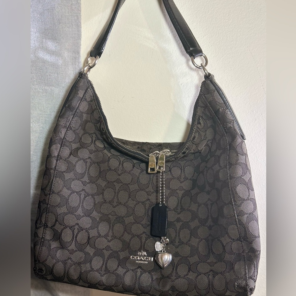 SALE•Coach Signature Monogram Large Saffiano Hobo Shoulder Used BagFINAL SALE!